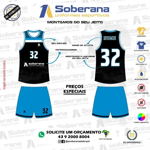 UNIFORME ESPORTIVO PERSONALIZADO - BASQUETE (KIT)